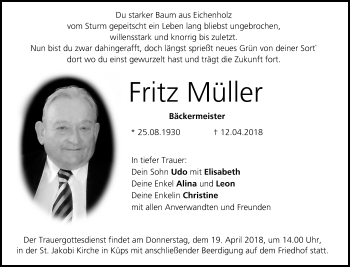 Anzeige von Fritz Müller von MGO