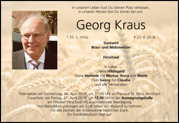 Anzeige von Georg Kraus von MGO