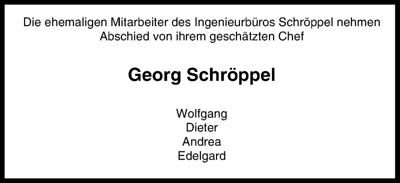  Traueranzeige für Georg Schröppel vom 09.04.2018 aus MGO