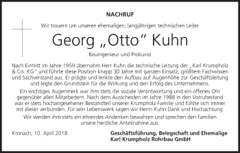 Anzeige von Georg Otto Kuhn von MGO
