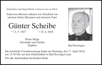 Anzeige von Günter Scheibe von MGO