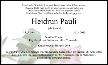 Anzeige von Heidrun Pauli von MGO