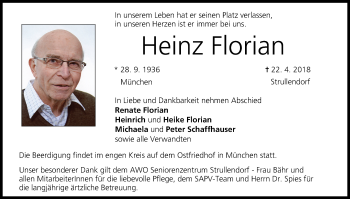 Anzeige von Heinz Florian von MGO