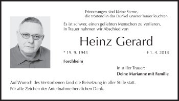 Anzeige von Heinz Gerard von MGO