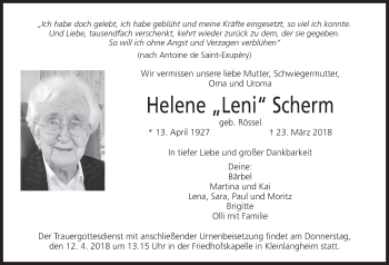 Anzeige von Helene Scherm von MGO