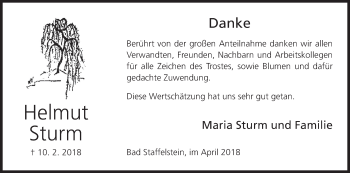 Anzeige von Helmut Sturm von MGO