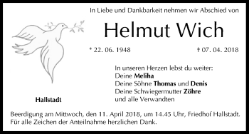 Anzeige von Helmut Wich von MGO