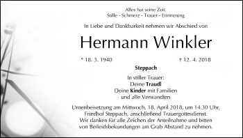 Anzeige von Hermann Winkler von MGO
