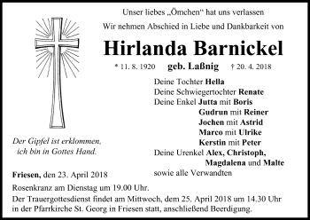 Anzeige von Hirlanda Barnickel von MGO