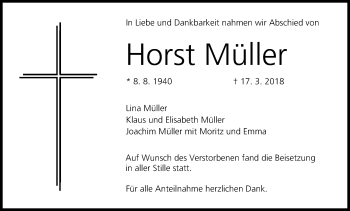 Anzeige von Horst Müller von MGO