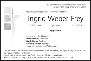 Anzeige von Ingrid Weber-Frey von MGO