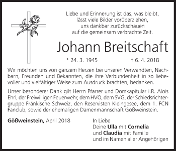Anzeige von Johann Breitschaft von MGO