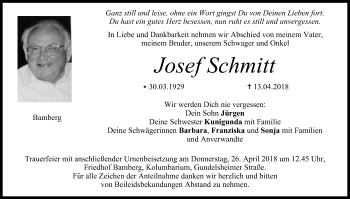 Anzeige von Josef Schmitt von MGO