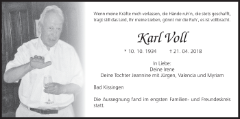 Anzeige von Karl Voll von MGO