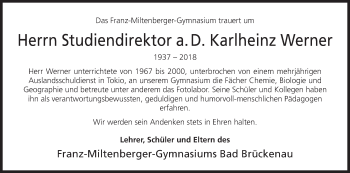 Anzeige von Karlheinz Werner von MGO