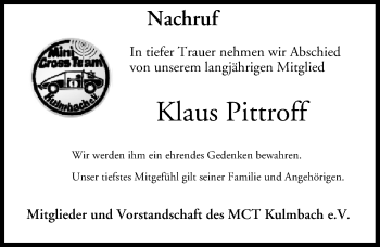 Anzeige von Klaus Pittroff von MGO