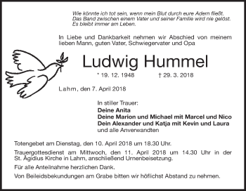 Anzeige von Ludwig Hummel von MGO