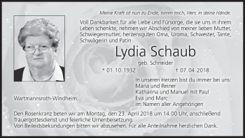 Anzeige von Lydia Schaub von MGO