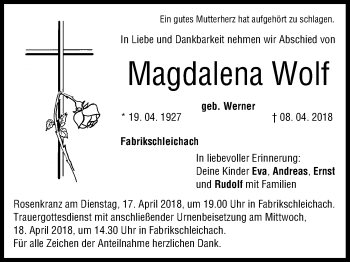 Anzeige von Magdalena Wolf von MGO