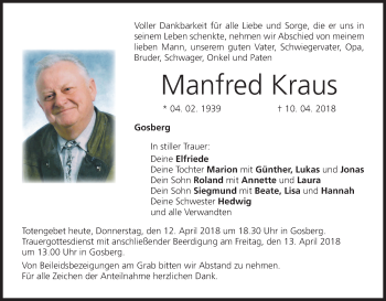 Anzeige von Manfred Kraus von MGO