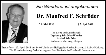 Anzeige von Manfred F Schröder von MGO