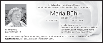 Anzeige von Maria Bühl von MGO