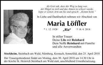 Anzeige von Maria Löffler von MGO