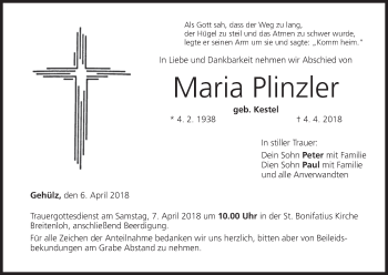 Anzeige von Maria Plinzler von MGO