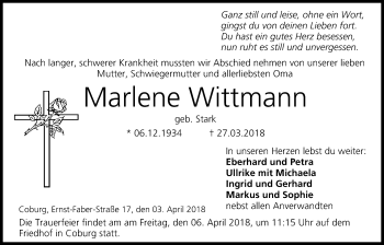 Anzeige von Marlene Wittmann von MGO