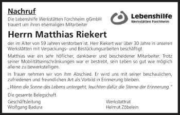 Anzeige von Matthias Riekert von MGO