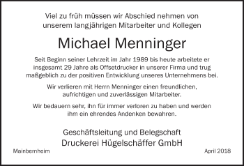 Anzeige von Michael Menninger von MGO
