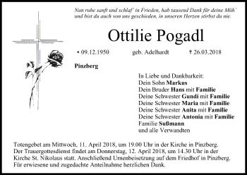 Anzeige von Ottilie Pogadl von MGO