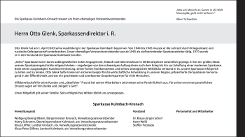 Anzeige von Otto Glenk von MGO