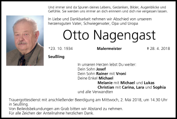 Anzeige von Otto Nagengast von MGO