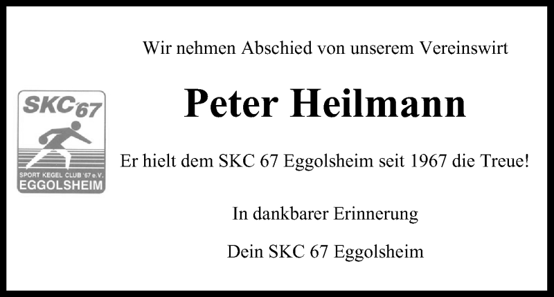  Traueranzeige für Peter Heilmann vom 25.04.2018 aus MGO