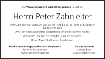 Anzeige von Peter Zahnleiter von MGO