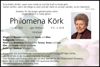 Anzeige von Philomena Körk von MGO