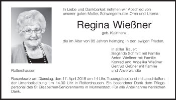Anzeige von Regina Wießner von MGO