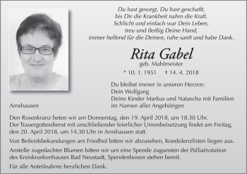 Anzeige von Rita Gabel von MGO