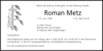 Anzeige von Roman Metz von MGO