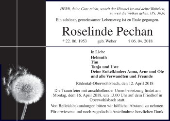 Anzeige von Roselinde Pechan von MGO