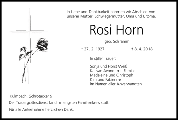 Anzeige von Rosi Horn von MGO