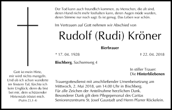 Anzeige von Rudolf  Kröner von MGO