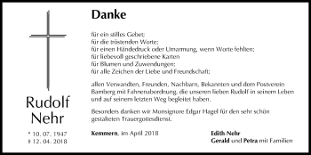Anzeige von Rudolf Nehr von MGO