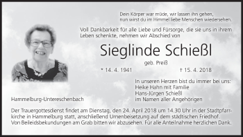 Anzeige von Sieglinde Schießl von MGO