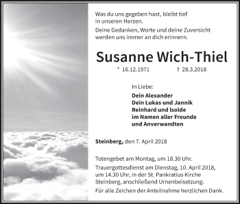 Anzeige von Susanne Wich-Thiel von MGO