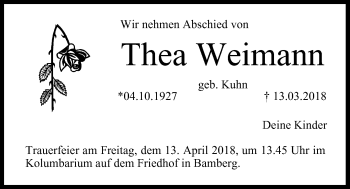 Anzeige von Thea Weimann von MGO