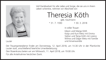 Anzeige von Theresia Köth von MGO