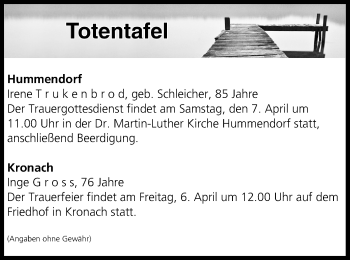 Anzeige von Totentafel vom 06.04.2018 von MGO
