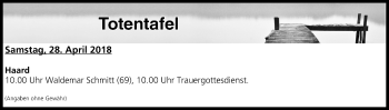 Anzeige von Totentafel vom 28.04.2018 von MGO